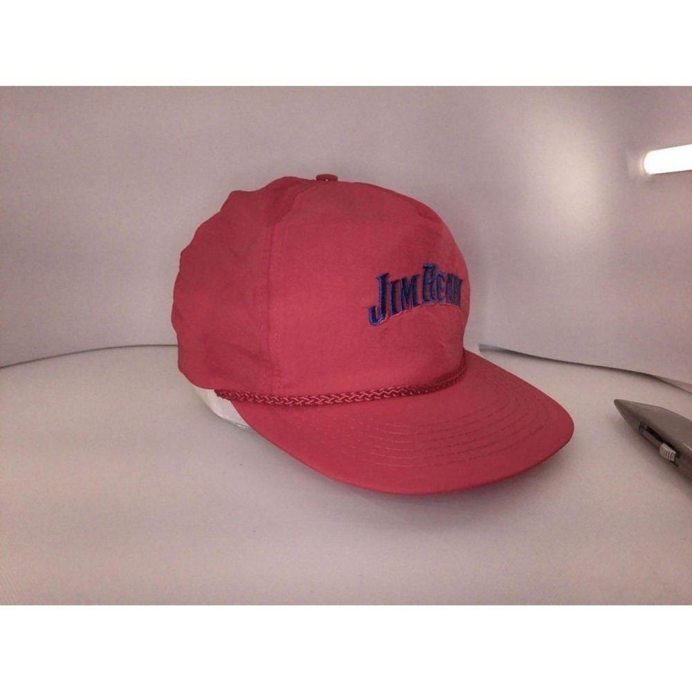 Jim Beam Vintage Red Snapback Hat with Embroidered Logo, Rope Accent Nylon - Picture 7 of 11